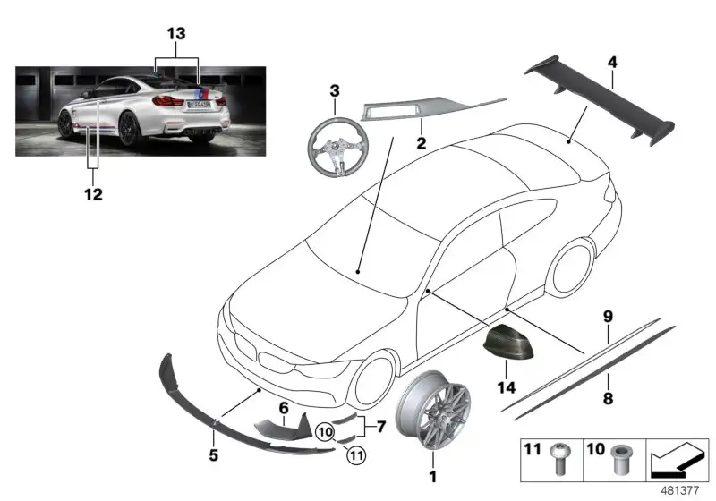 BMW Satz Klebefolie mitte F82 51147993023 - 4er F82
