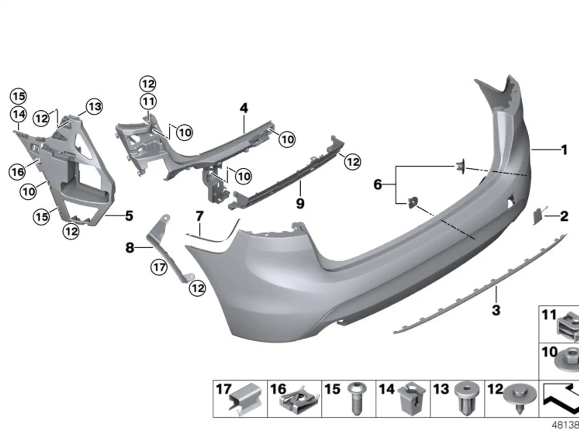 BMW Zierleiste Stossfänger hinten F46 51127390979