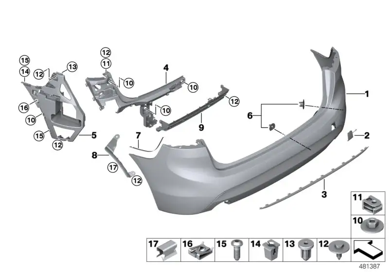 BMW Führung Stossfänger seitlich links F46 51127318753