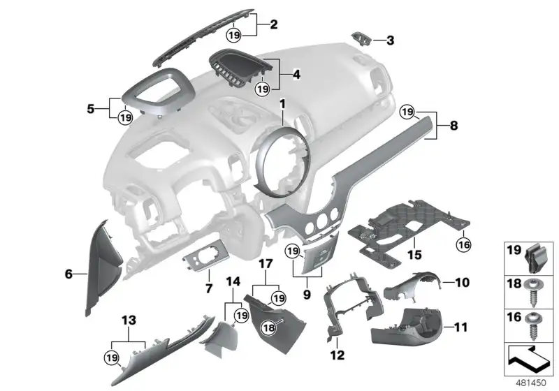 BMW Blende Zentralinstrument F60 51459332786