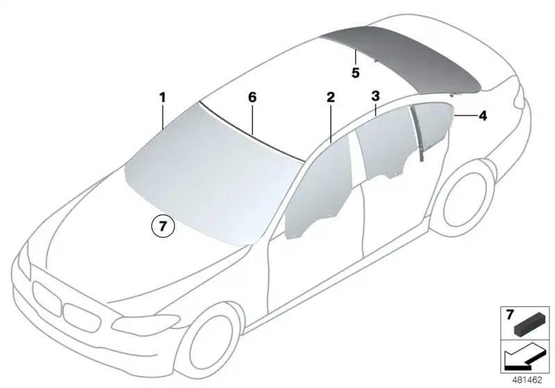 BMW Frontscheibe grün Graukeil F10 F11 51317333832