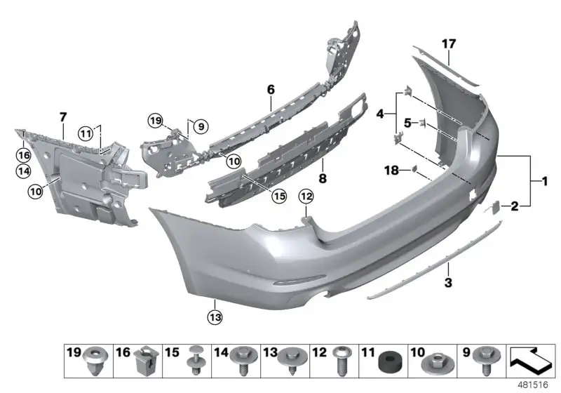 BMW Zierleiste Stossfänger hinten G30 51127389971 - Bildposition