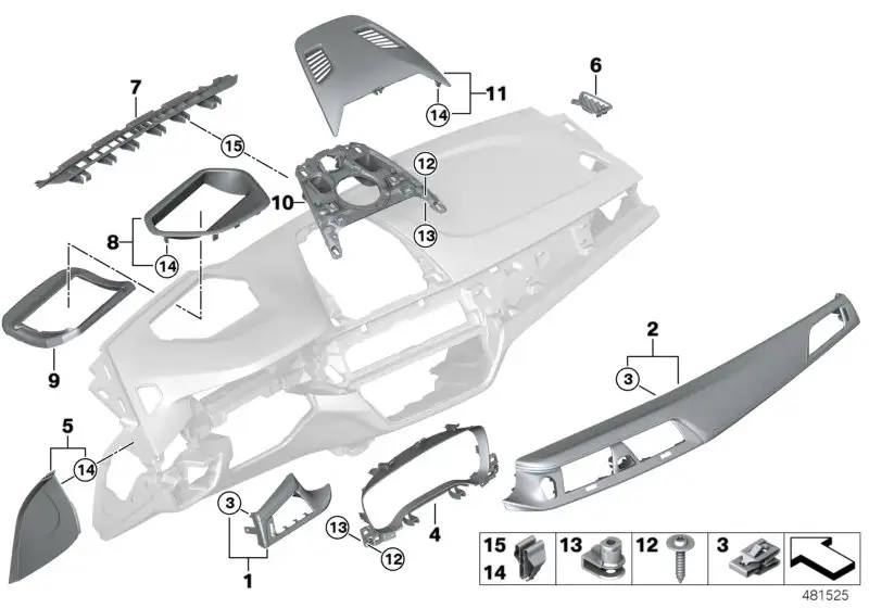 BMW Blende I-Tafel Nussbaumwurzel Beifahrer G30 G31 G32 514593894
