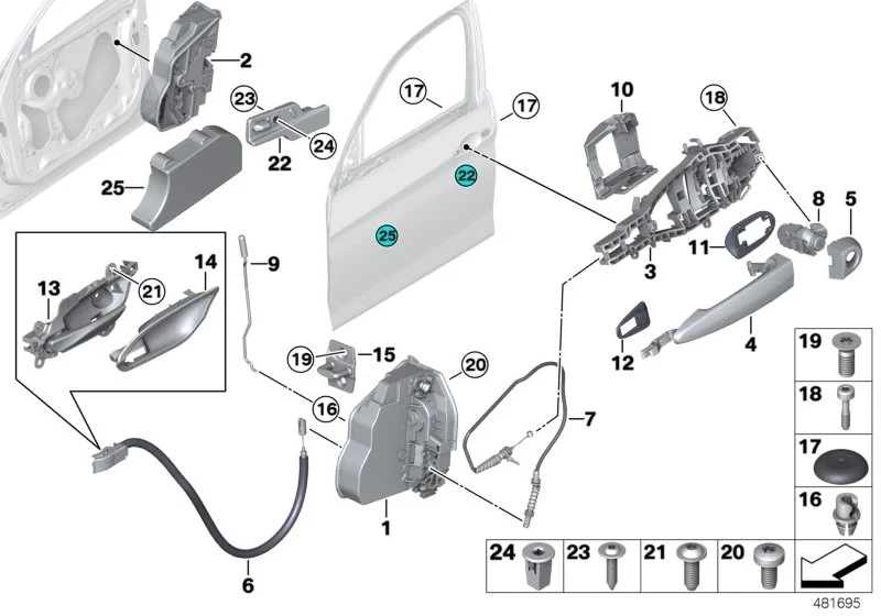 BMW Bowdenzug Türaussengriff vorn F21 F22 F23 F87 F87N 51217268446