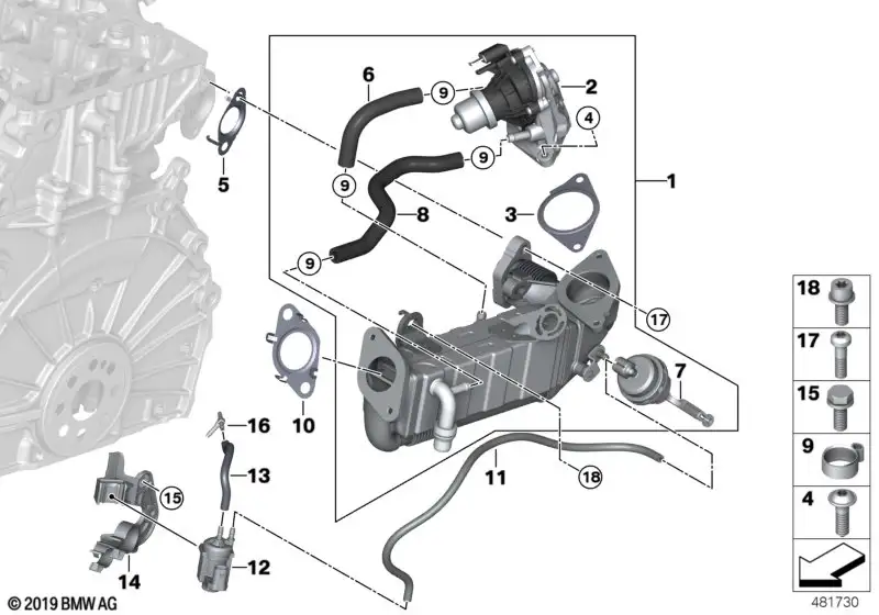 BMW AGR-Ventil F39 F45 F46 F48 F54 F55 F56 F57 F60 11718580442 -