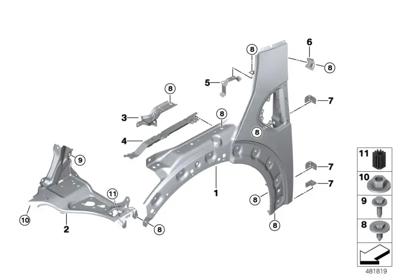 BMW Seitenwand vorn links 41007449377 - Bildposition 01