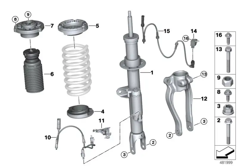 BMW Federbein vorn rechts VDC 37106866406 - Bildposition 01