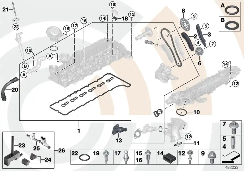 BMW Reparatursatz offene Steuerkette oben E70 E71 F06 F07 F10 F11