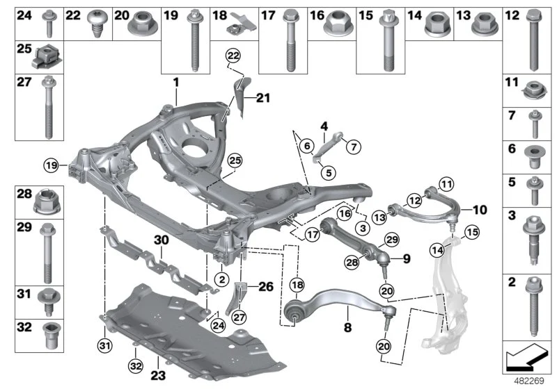 BMW Sechskantbundschraube F90 F91 F92 F93 F95 F96 G05 G06 G07 G11 G12 G14 G15 G16 G30 G31 G32 07119906100