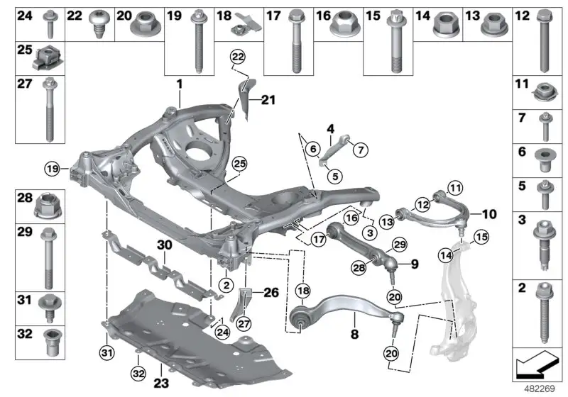 BMW Zugstrebe mit Gummilager links G30 G31 31106861161 - Bildposi