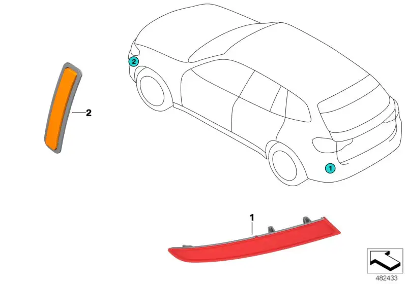 BMW Rückstrahler links F97 G01 63147857003 - X3 G01