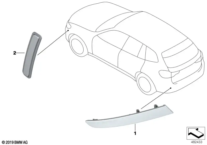 BMW Rückstrahler rechts F97 G01 63147857004 - Bildposition 01