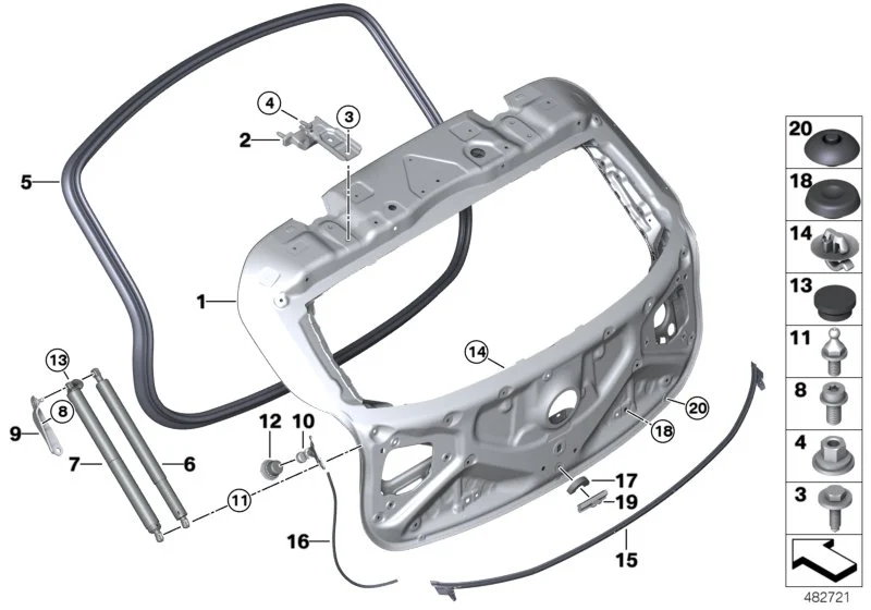 BMW Puffer Heckklappe F39 F97 G01 51247453842