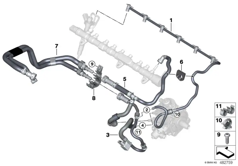 BMW Kraftstoff-Rücklaufleitung G01 G02 G05 G06 G07 G11 G12 G14 G1