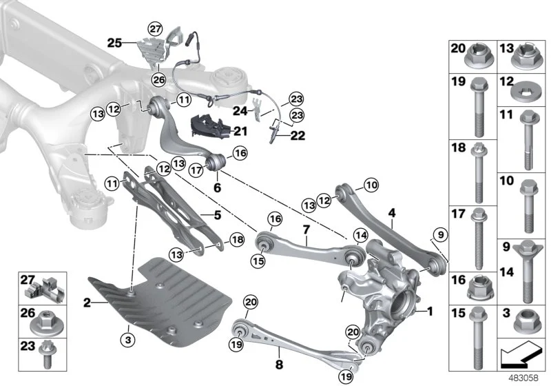 BMW Längslenker mit Gummilager F97 F98 G01 G02 33306871023