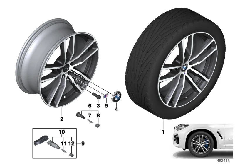 BMW Alufelge Doppelspeiche 698M ferricgrey 7,5Jx19 ET32 X3 G01 X4 G02