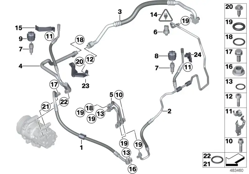BMW Halter Saugleitung Klimaanlage R55 R56 R57 R58 R59 R60 R61 64