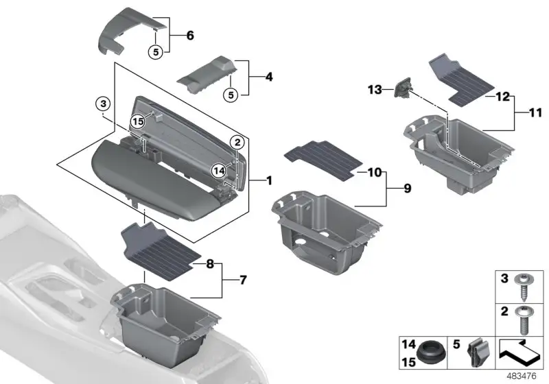 BMW Einlegematte Ablageschale Mittelarmlehne 51169483810