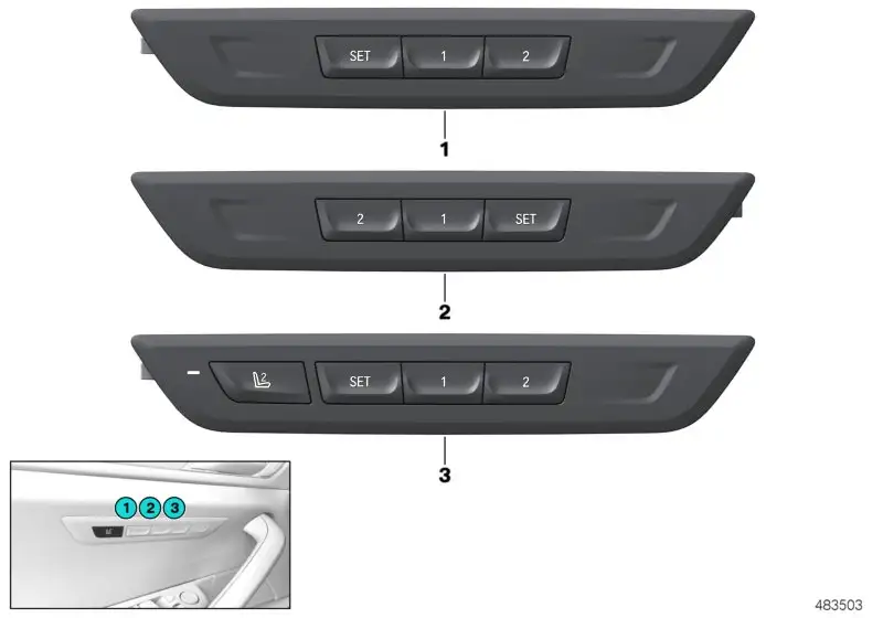 BMW Bedieneinheit Sitzfunktionen links 61316826760 - Bildposition