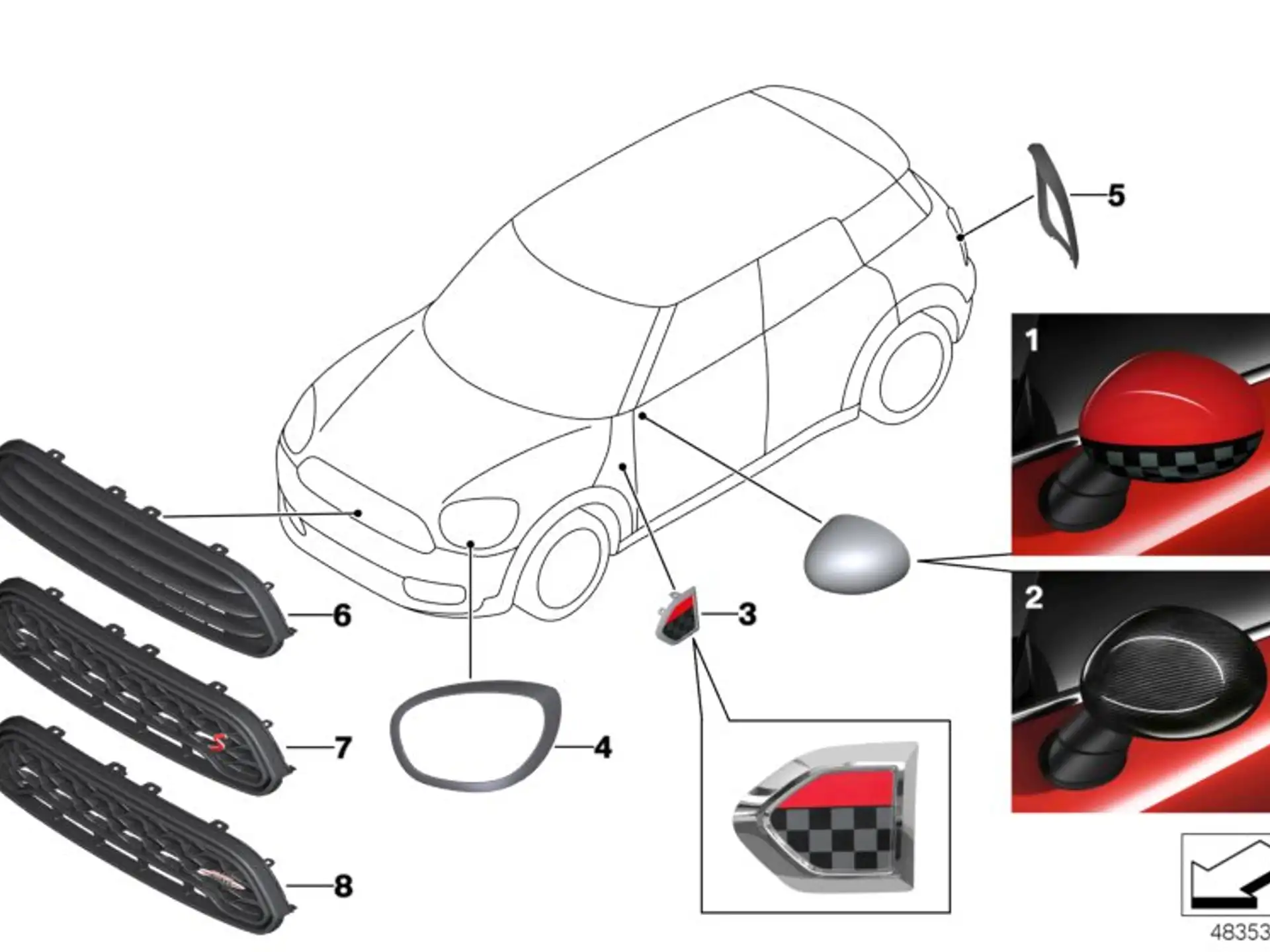 MINI Zierblendenset mit Pad (Side Scuttles) F60