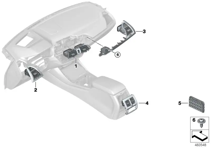 BMW Frischluftgrill Mitte F97 F98 G01 G02 64229363444