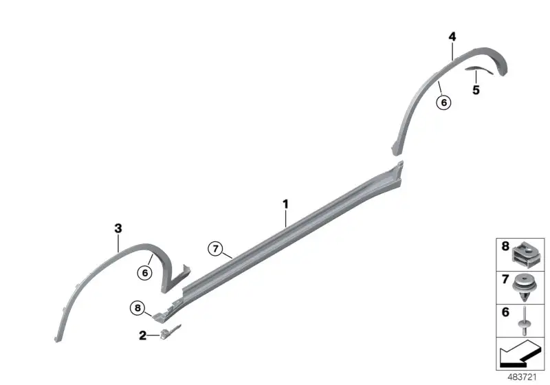 BMW Schwellerverkleidung rechts G01 G02 51127488232 - Bildpositio