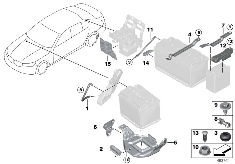 BMW Batterieträger Zusatzbatterie G11 G12 G14 G15 G16 G30 G31 612
