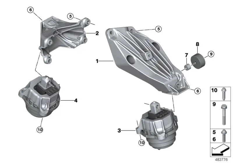 BMW Motorlager links G05 22116860475