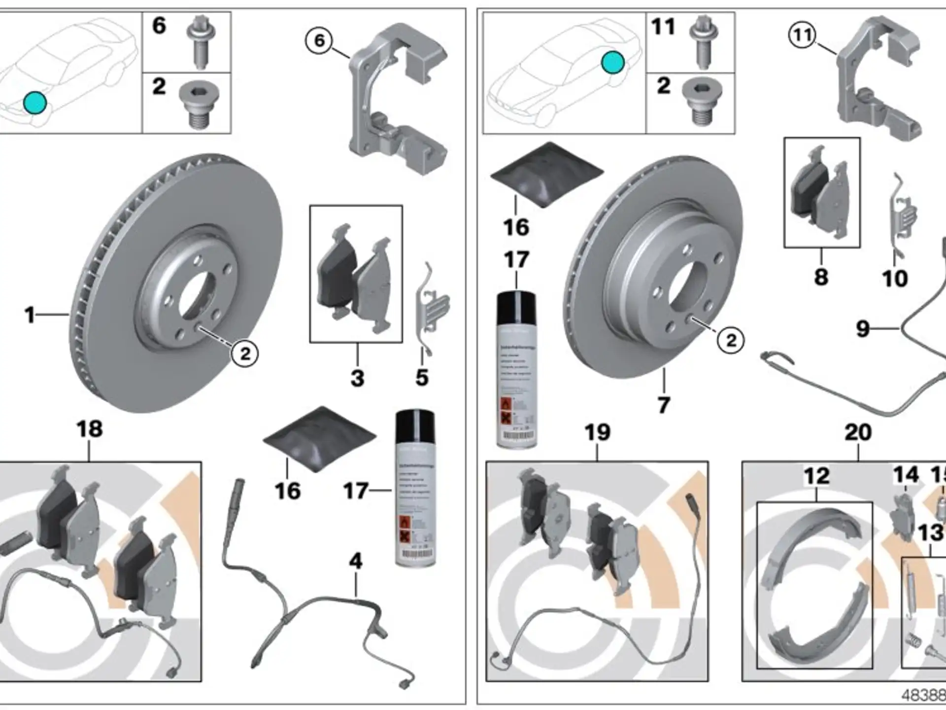 BMW Satz Bremsbeläge mit Bremsbelagfühler E70 E71 F15 F16 34112413068
