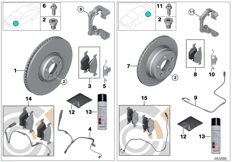 BMW Reparatursatz Bremsbeläge asbestfrei F01 F02 F07 34216793025