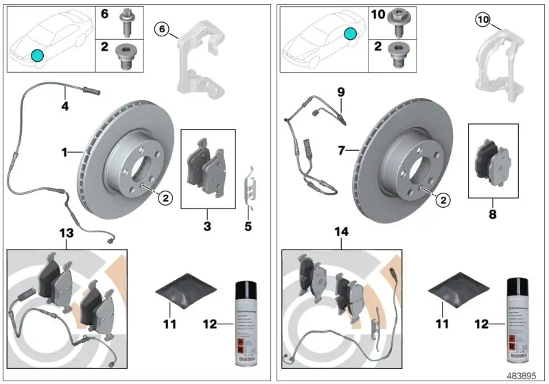 BMW Satz Bremsbeläge mit Bremsbelagfühler F11 34212449305 - 5er F