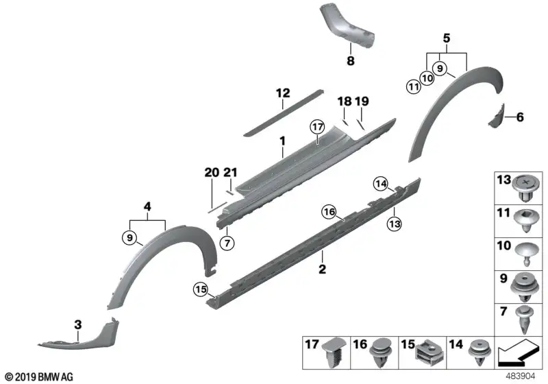 BMW Blende Radlauf vorne links F56 F57 51777387889 - Bildposition
