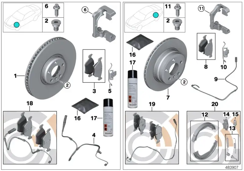 BMW Satz Bremsbeläge mit Bremsbelagfühler E84 34212409259 - X1 E8