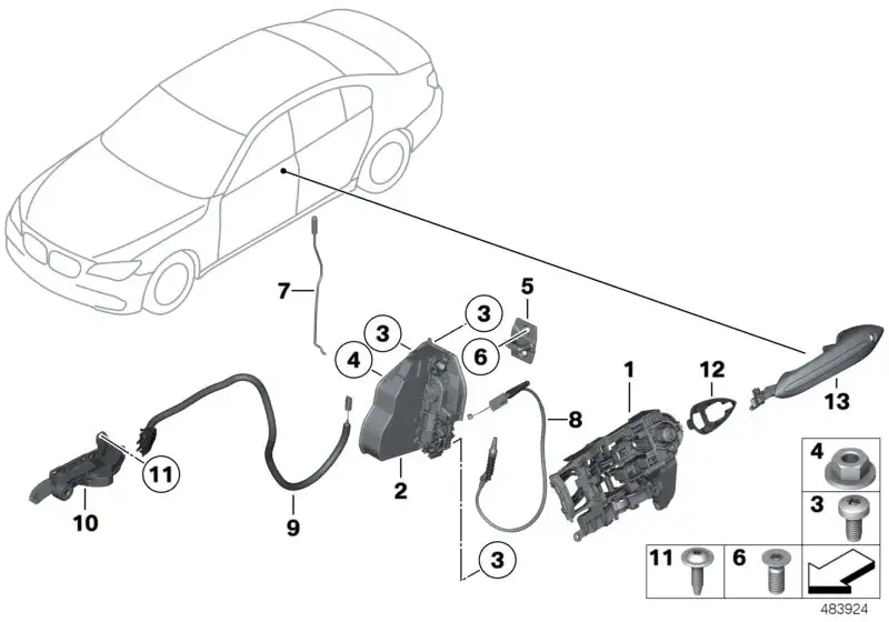 BMW Bowdenzug Türöffner vorne F01 F02 F04 51217175734