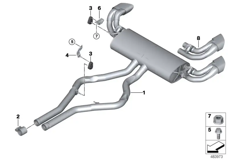 BMW Nachschalldämpfer mit Abgasklappe E70 E71 18307848147
