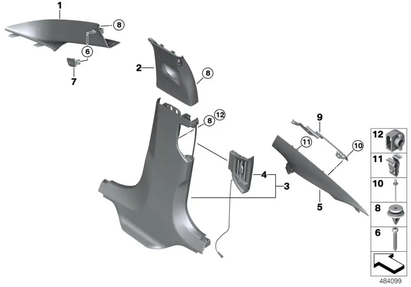 BMW Blende A-Säule Alcantara rechts F90 G30 51438068522