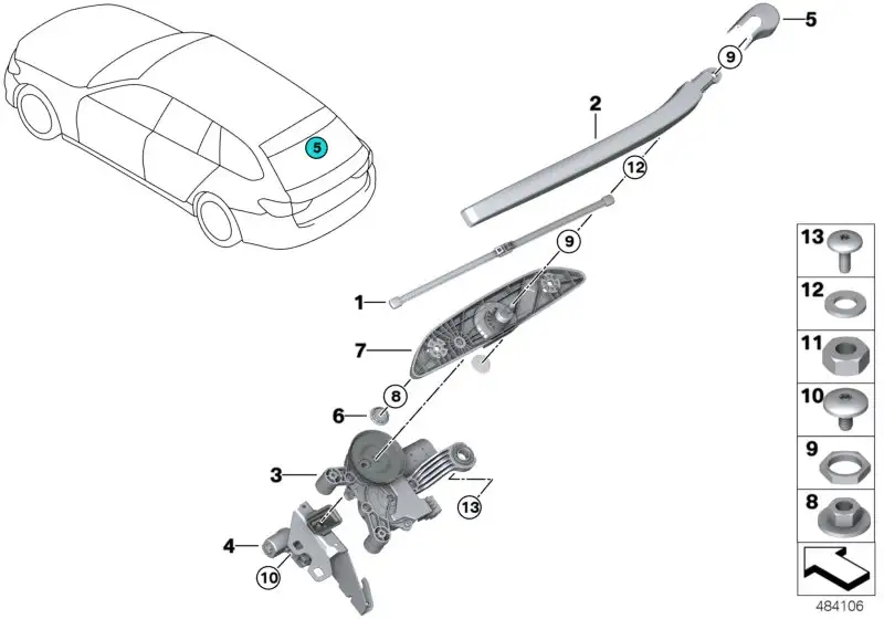 BMW Abdeckkappe Wischarm G21 G31 61627403859 - Bildposition 05
