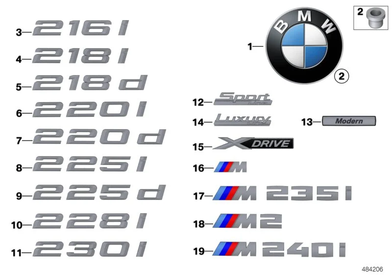 BMW Schriftzug F22 F23 51148067074