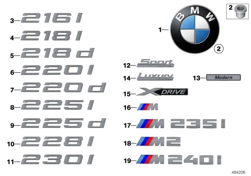 BMW Schriftzug F22 F23 51148067074 - 2er F22, 2er, 2er F23