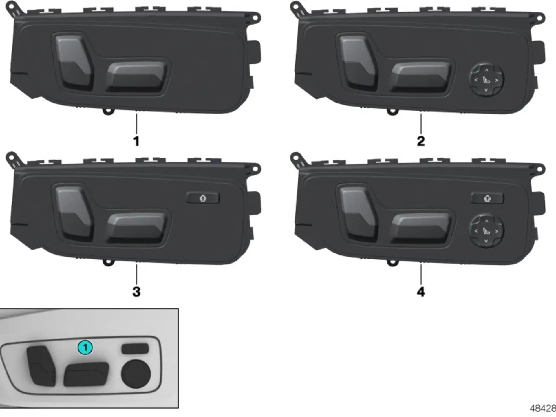 BMW Schalter Sitzverstellung rechts 2er U06 3er G20 G21 4er i4 G26 X1 U11 X3 G01 X4 G02 iX3 G08