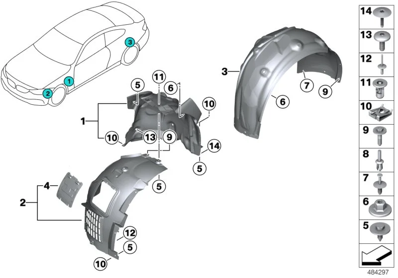 BMW Abdeckung Radhaus Vorderteil vorn rechts F87N 51718079568