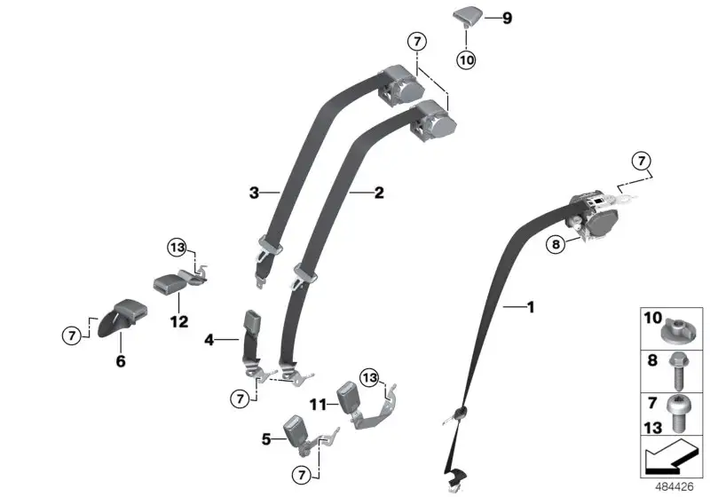 BMW Obergurt hinten links G31 72118092489 - 5er G31