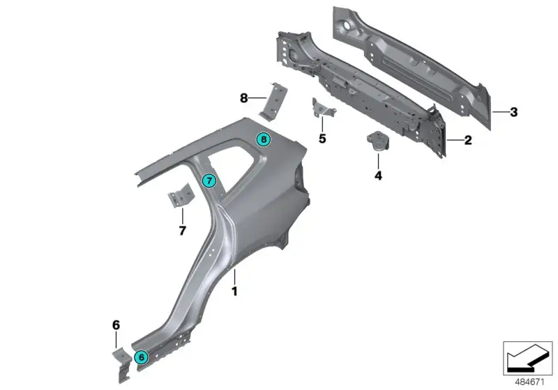 BMW Seitenwand hinten rechts F98 G02 41007494016 - Bildposition 0
