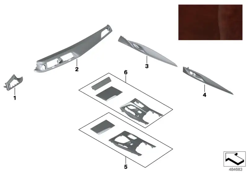 BMW Blende I-Tafel Zwetschge braun Beifahrer F90 G30 G31 G32 5145