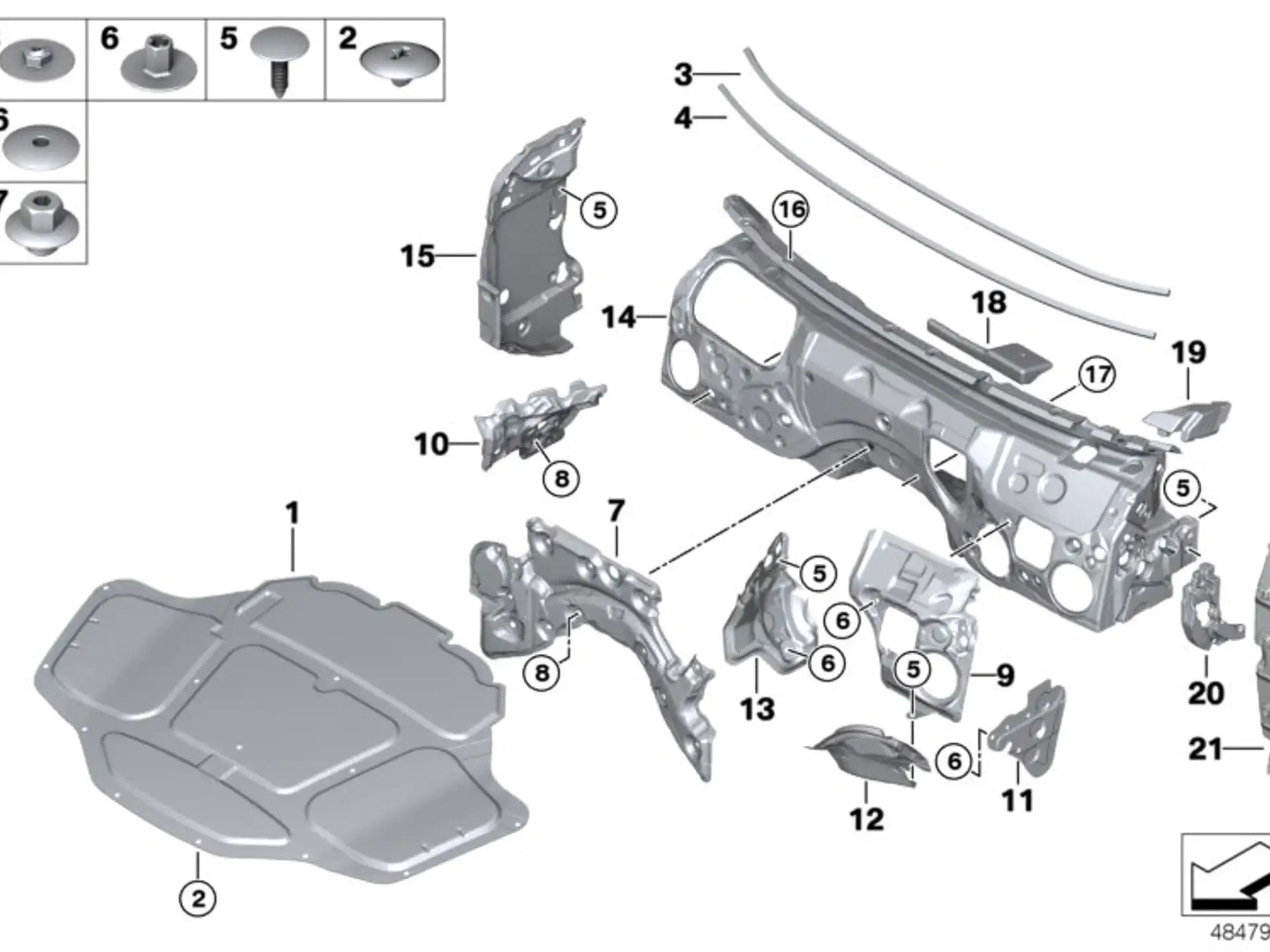BMW Schallisolierung Frontscheibe Windlauf F90 G30 G31 51487458549