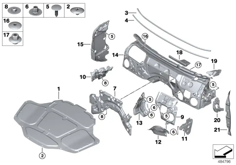 BMW Schallisolierung Frontscheibe Windlauf F90 G30 G31 5148745854