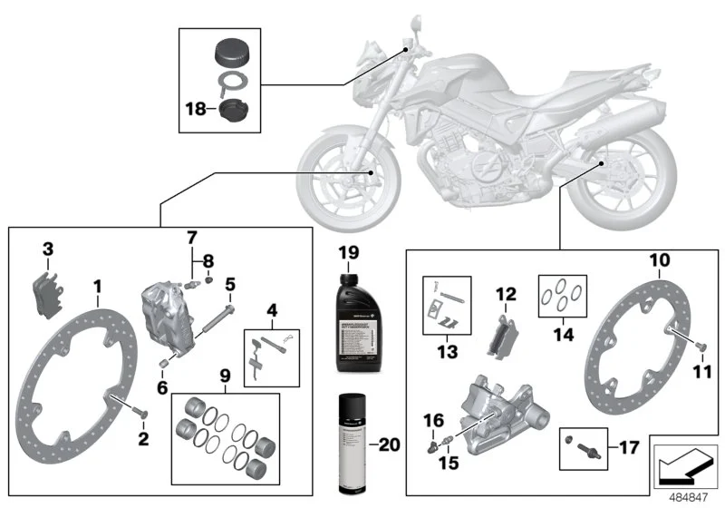BMW Satz Befestigungsteile Bremsbelag K15 K73 R13 34218529920