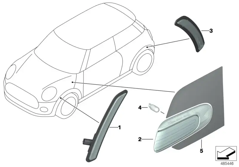 BMW Seitenmarkierungsleuchte hinten rechts 63147352164 - Bildposi