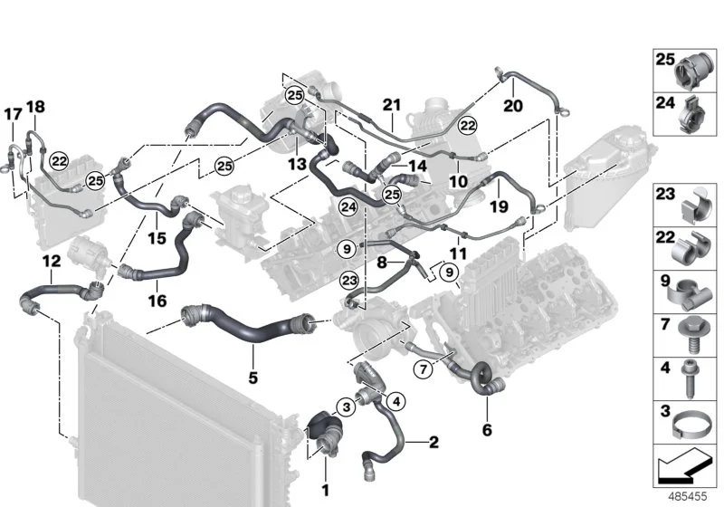 BMW Schlauch Kühlmittelkühler G11 G12 G14 G30 17128602669