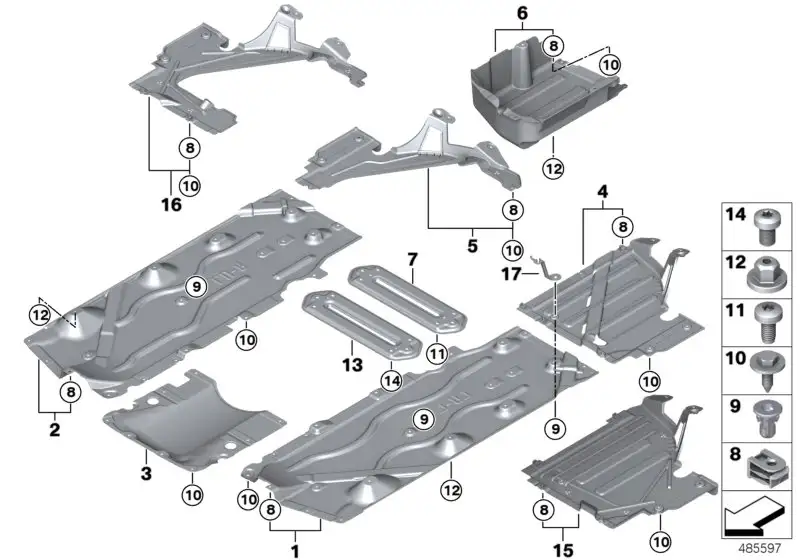 BMW Unterbodenverkleidung hinten rechts 51757290827 - Bildpositio